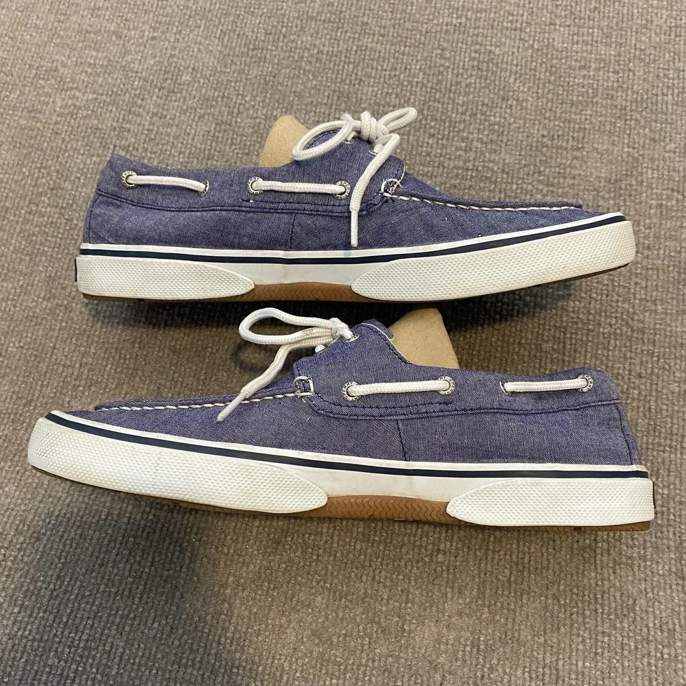 Sperry Top-Sider Boat Shoes Mens Size 12 Blue Canvas Preppy Non-Slip STS12848